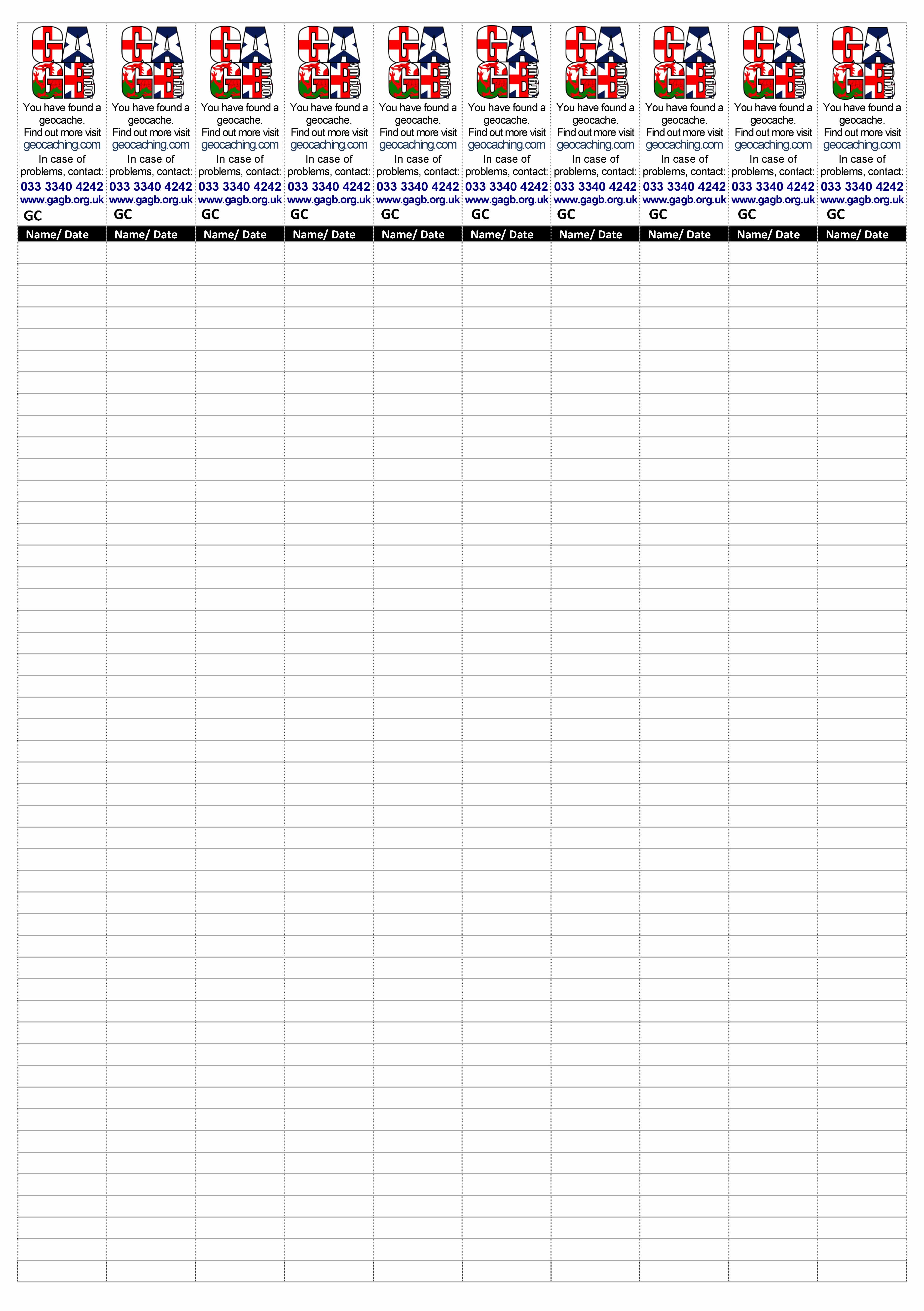 Free Printable Geocaching Log Sheets Printable Templates